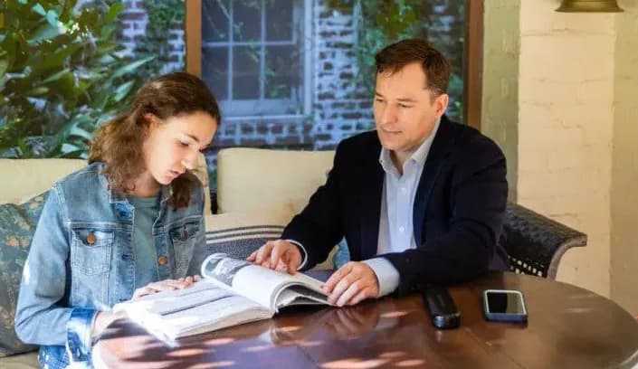 Robert Feagin tutoring a Northside Tutoring student