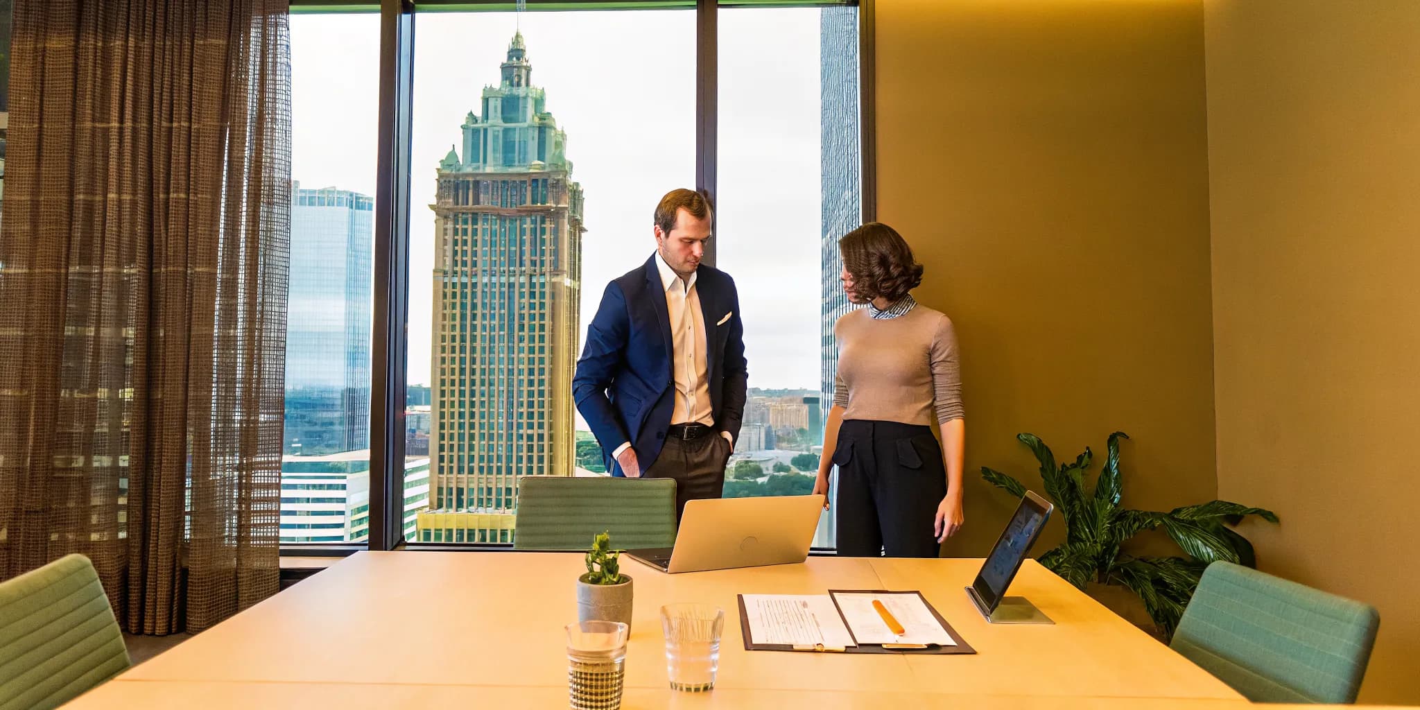 A student having a consultation with an LSAT tutor in an Atlanta office.