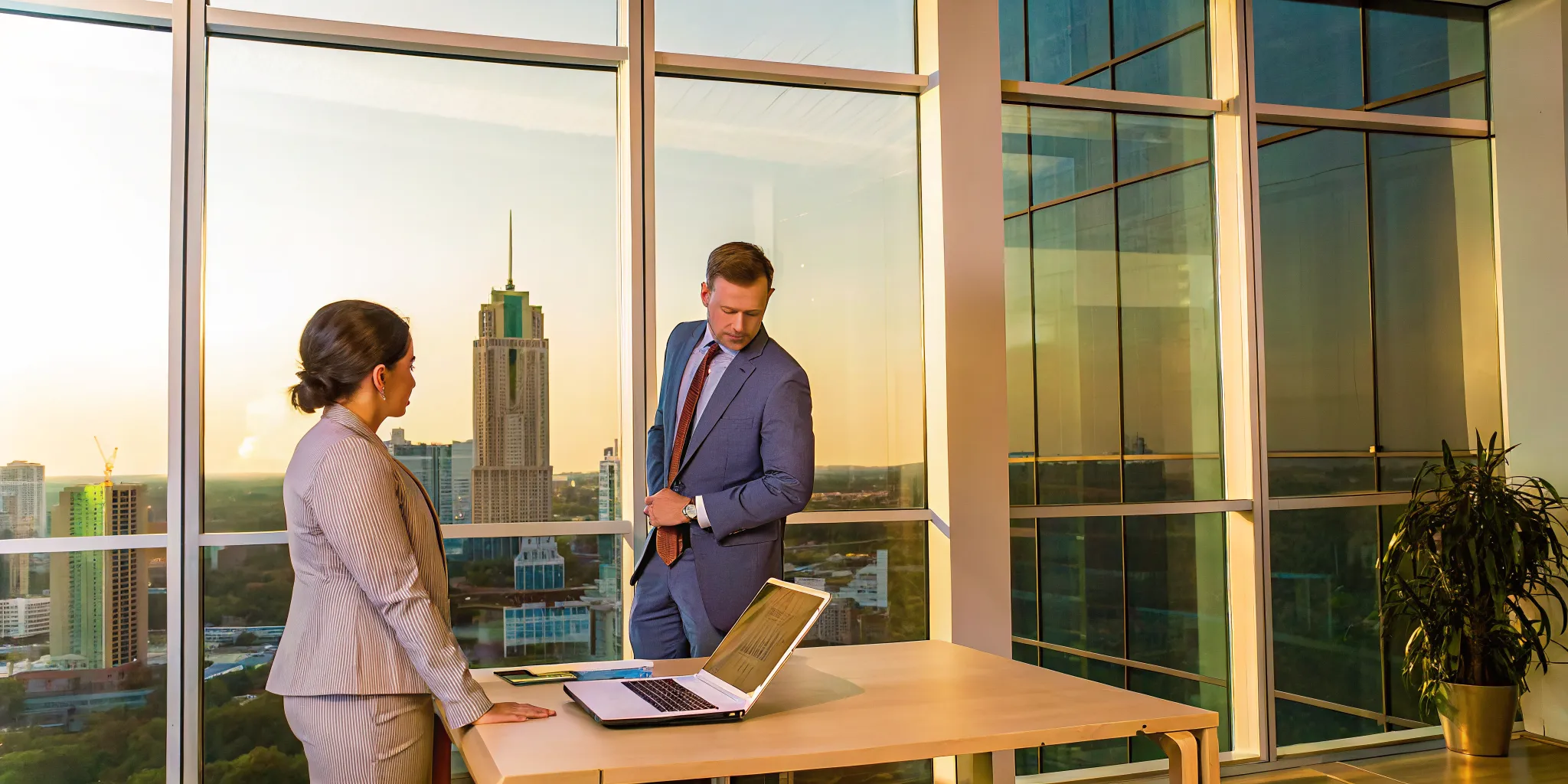 A student meets with a GRE tutor in an Atlanta office to plan for the exam.